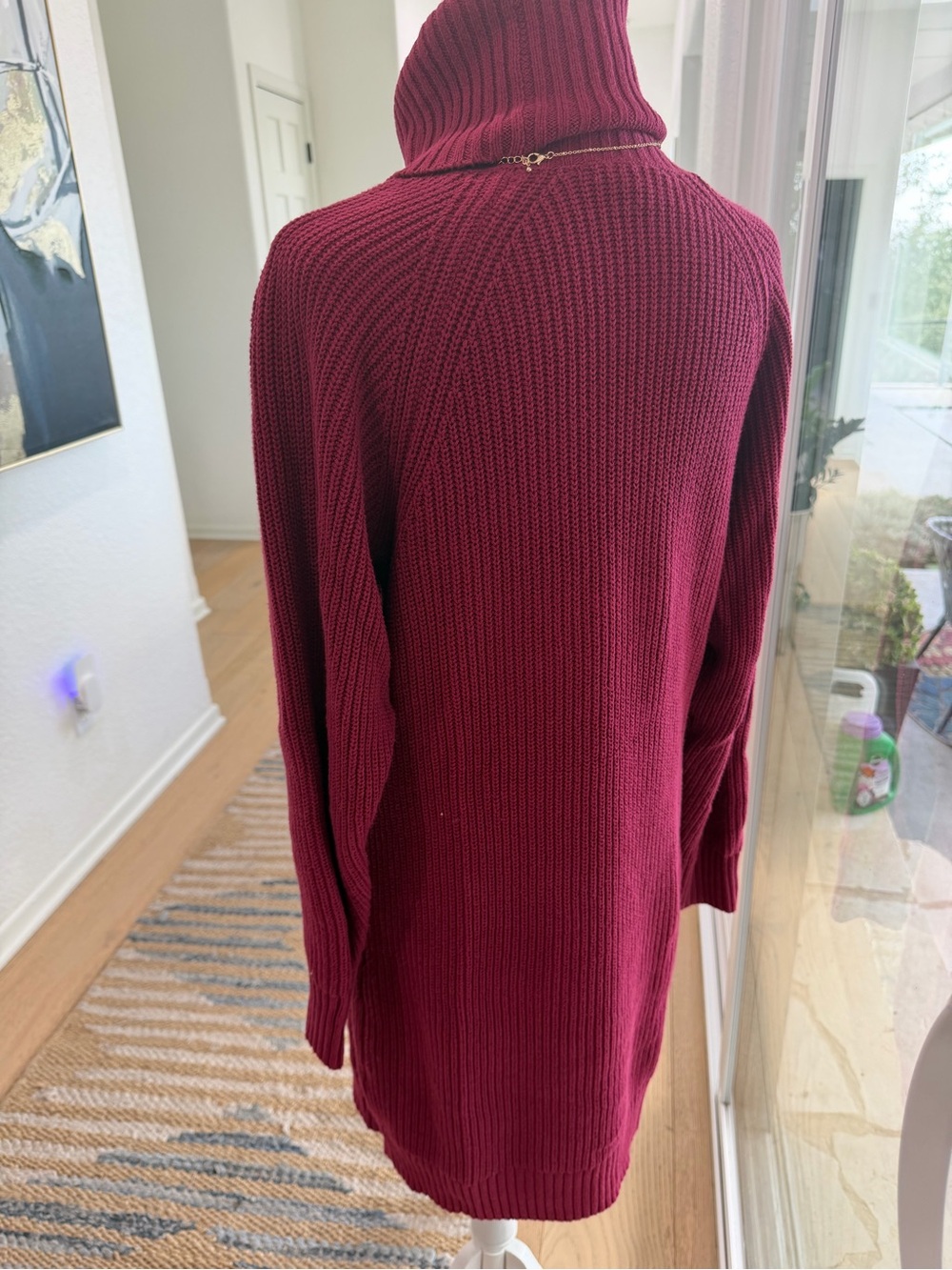 INC Deep Berry Autumn Sweater Dress Cotton Blend Comfy Size XS - Picture 4 of 8